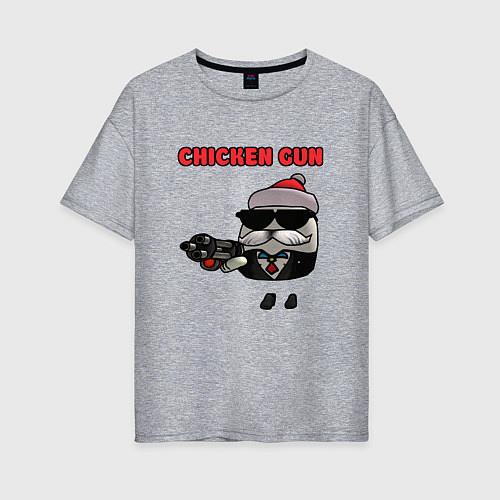 Женская футболка оверсайз Chicken gun santa / Меланж – фото 1