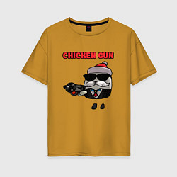 Женская футболка оверсайз Chicken gun santa