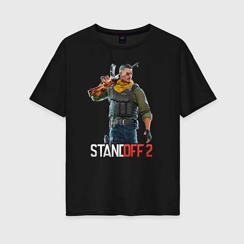 Женская футболка оверсайз Standoff 2 - character with a blindfold / Черный – фото 1