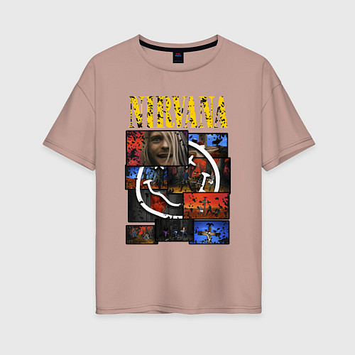 Женская футболка оверсайз Nirvana heart box / Пыльно-розовый – фото 1