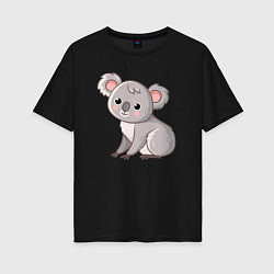 Футболка оверсайз женская Cute koala, цвет: черный