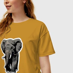 Футболка оверсайз женская Большой африканский слон, цвет: горчичный — фото 2