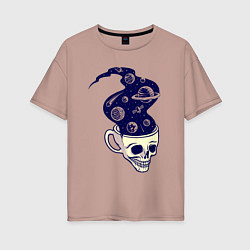 Женская футболка оверсайз Dead drink space skull