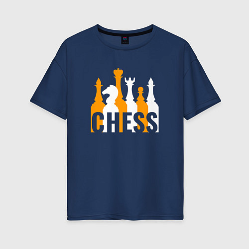 Женская футболка оверсайз Фигуры шахматные / Тёмно-синий – фото 1