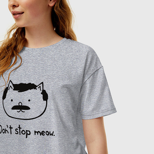 Женская футболка оверсайз Dont stop meow / Меланж – фото 3