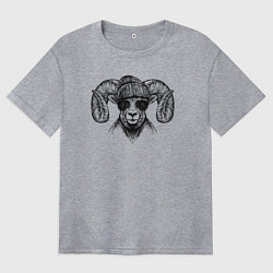 Футболка оверсайз женская Баран модный, цвет: меланж