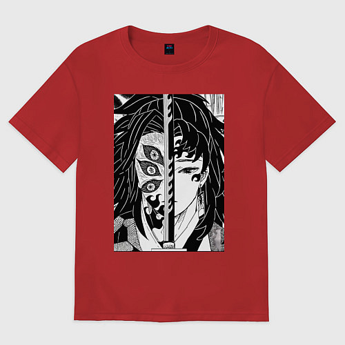 Женская футболка оверсайз Клинок рассекающий демонов Ериичи Цугикуни Кокушиб / Красный – фото 1