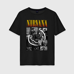 Футболка оверсайз женская Nirvana kurt krist dave, цвет: черный