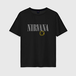 Футболка оверсайз женская Nirvana logo smile, цвет: черный