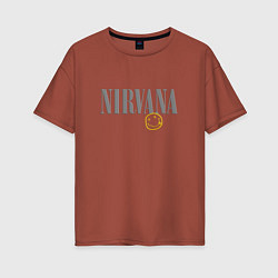 Футболка оверсайз женская Nirvana logo smile, цвет: кирпичный