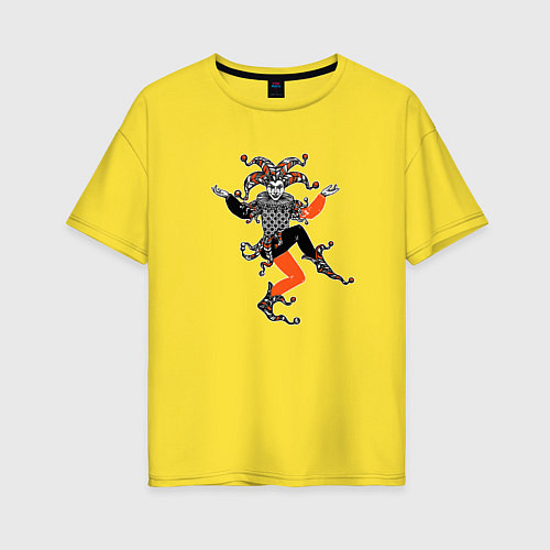 Женская футболка оверсайз Иллюстрация джокера с карт / Желтый – фото 1