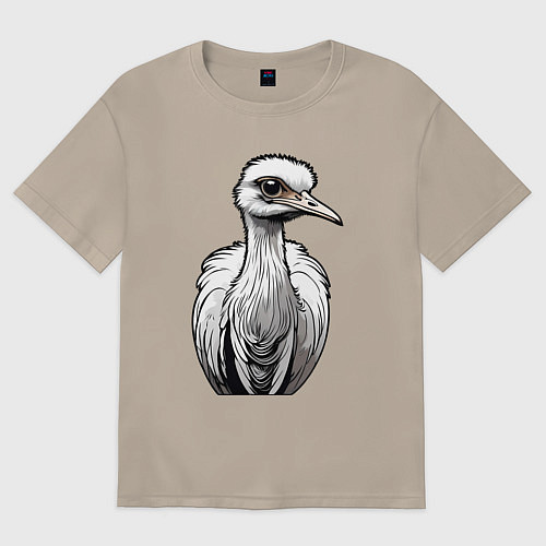 Женская футболка оверсайз Страус рисованый / Миндальный – фото 1