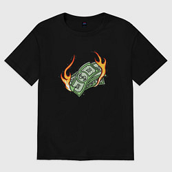Женская футболка оверсайз Банкноты в огне