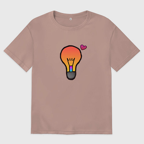 Женская футболка оверсайз Лампочка дари тепло / Пыльно-розовый – фото 1