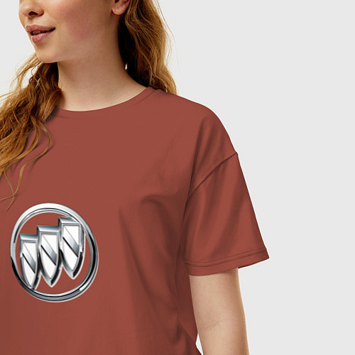 Женская футболка оверсайз Buick logo металик / Кирпичный – фото 3