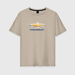 Футболка оверсайз женская Chevrolet авто бренд, цвет: миндальный