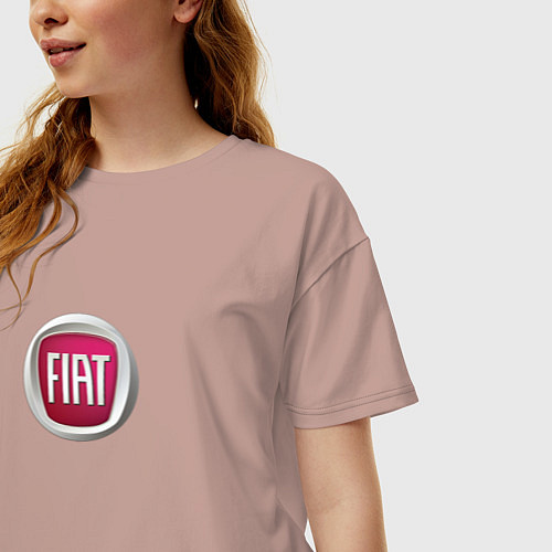 Женская футболка оверсайз FIAT sport auto logo / Пыльно-розовый – фото 3