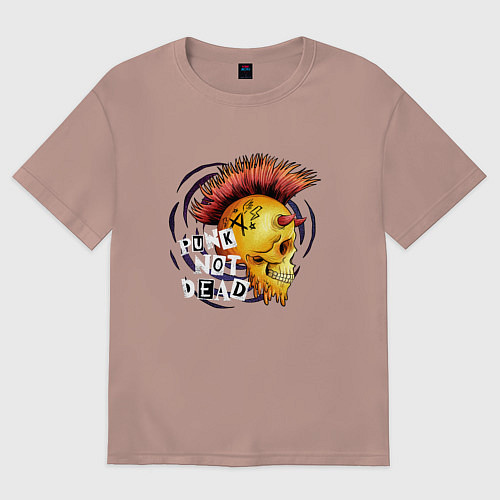 Женская футболка оверсайз Череп панка с рогами / Пыльно-розовый – фото 1