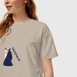 Футболка оверсайз женская Facepalm, цвет: миндальный — фото 2