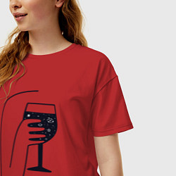 Футболка оверсайз женская Космическое вино, цвет: красный — фото 2