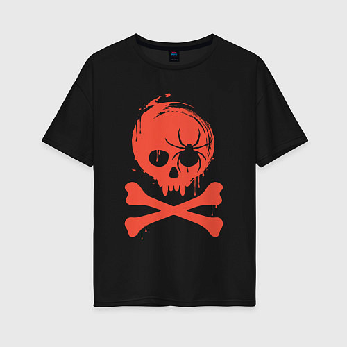 Женская футболка оверсайз Spider skull / Черный – фото 1