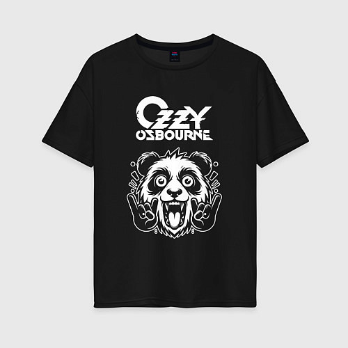 Женская футболка оверсайз Ozzy Osbourne rock panda / Черный – фото 1