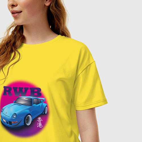 Женская футболка оверсайз Porsche RWB / Желтый – фото 3