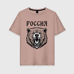 Женская футболка оверсайз Медведь Россия