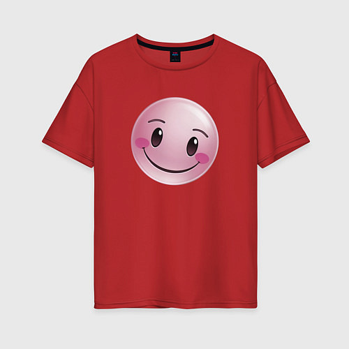 Женская футболка оверсайз Розовый смайлик / Красный – фото 1