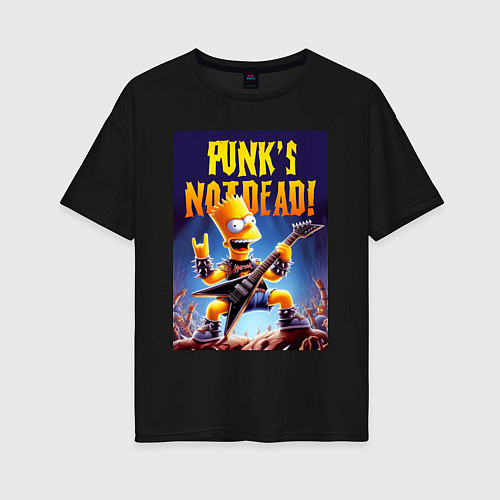 Женская футболка оверсайз Bart Simpson - punks not dead / Черный – фото 1