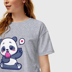 Футболка оверсайз женская Ice cream panda, цвет: меланж — фото 2