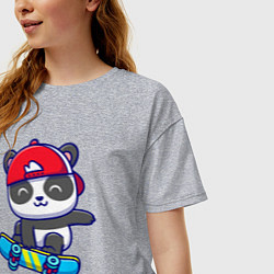 Футболка оверсайз женская Panda skater, цвет: меланж — фото 2