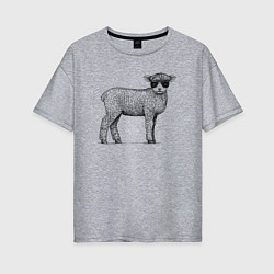 Женская футболка оверсайз Ягненок в кепке
