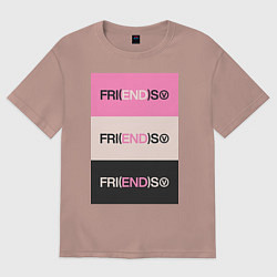 Футболка оверсайз женская V Fri END S - friends song, цвет: пыльно-розовый