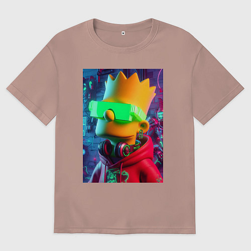 Женская футболка оверсайз Чувак Барт Симпсон - нейросеть / Пыльно-розовый – фото 1