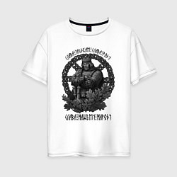 Женская футболка оверсайз Русич в солярном круге силы - слава предкам