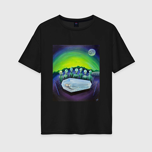 Женская футболка оверсайз Спящая красавица 3000 и Инопланетяне / Черный – фото 1