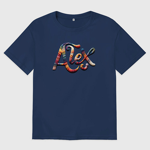 Женская футболка оверсайз Alex yarn art / Тёмно-синий – фото 1