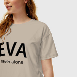 Футболка оверсайз женская Eva never alone - motto, цвет: миндальный — фото 2