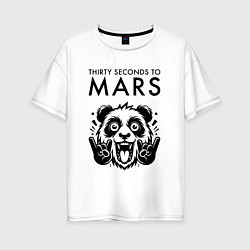 Футболка оверсайз женская Thirty Seconds to Mars - rock panda, цвет: белый