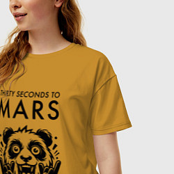 Футболка оверсайз женская Thirty Seconds to Mars - rock panda, цвет: горчичный — фото 2