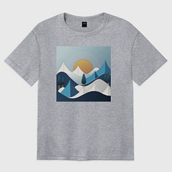 Женская футболка оверсайз Горный пейзаж - абстракция с горами