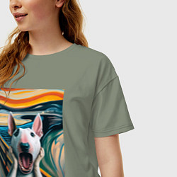 Футболка оверсайз женская Булли в картине крик - нейросеть, цвет: авокадо — фото 2