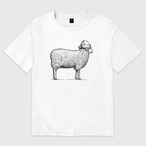 Женская футболка оверсайз Овечка новогодняя / Белый – фото 1