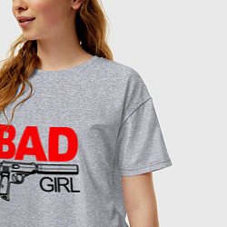 Футболка оверсайз женская Bad girl with gun, цвет: меланж — фото 2