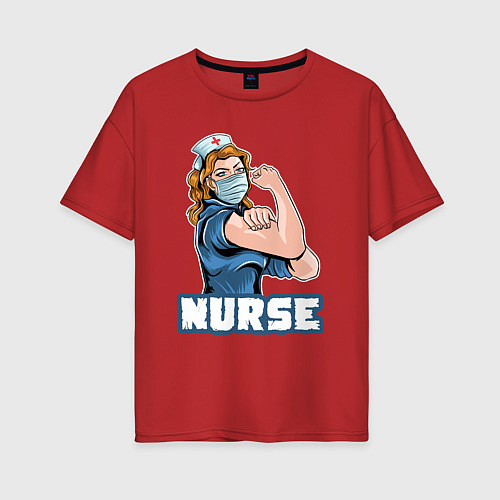 Женская футболка оверсайз Good nurse / Красный – фото 1