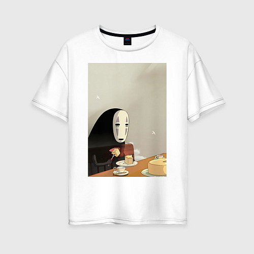 Женская футболка оверсайз Каонаси чаепитие / Белый – фото 1