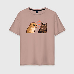 Женская футболка оверсайз Недовольный и грустный кот - Talking Cats