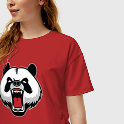 Футболка оверсайз женская Сердитая панда, цвет: красный — фото 2