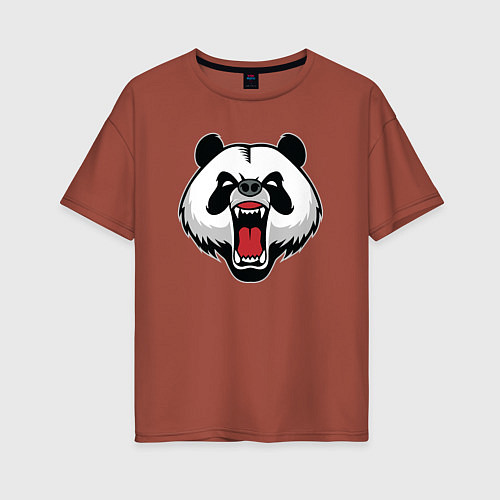 Женская футболка оверсайз Сердитая панда / Кирпичный – фото 1